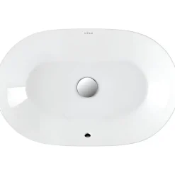 Sanindusa Vasque céramique traditionnelle ovale a poser sur plan 60x38 Sanlife blanc