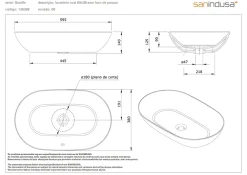 Sanindusa Vasque céramique traditionnelle ovale a poser sur plan 60x38 Sanlife blanc