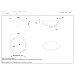 Sanindusa Vasque céramique traditionnelle a encastrer par dessous Arc 46 blanc