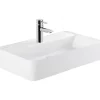 Vasque À Encastrer|Sanindusa Vasque céramique traditionnelle rectangulaire a poser sur plan 60x35 avec trou pour robinetterie Sanlife blanc