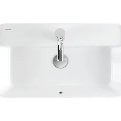 Vasque À Encastrer|Sanindusa Vasque céramique traditionnelle rectangulaire a poser sur plan 60x35 avec trou pour robinetterie Sanlife blanc