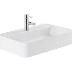 Vasque À Encastrer|Sanindusa Vasque céramique traditionnelle rectangulaire a poser sur plan 60x35 avec trou pour robinetterie Sanlife blanc