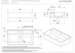 Vasque À Encastrer|Sanindusa Vasque céramique traditionnelle rectangulaire a poser sur plan 60x35 avec trou pour robinetterie Sanlife blanc