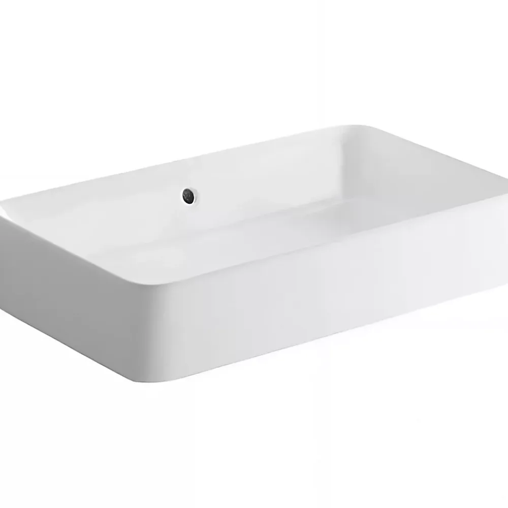 Vasque À Encastrer|Sanindusa Vasque céramique traditionnelle rectangulaire a poser sur plan 60x35 Sanlife blanc
