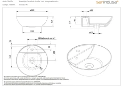 Vasque À Encastrer|Sanindusa Vasque céramique traditionnelle ronde a poser sur plan D38 avec trou pour robinetterie Sanlife blanc