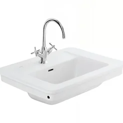 Vasque À Encastrer|Sanindusa Vasque céramique traditionnelle a encastrer Vintage blanc