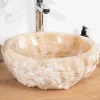 Wanda Collection Vasque de salle de bain à poser en pierre Onyx 40 - 45 cm