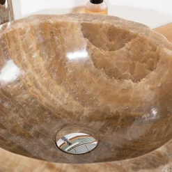 Wanda Collection Vasque de salle de bain à poser en pierre Onyx 40 - 45 cm