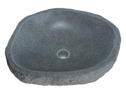 Vente-unique Vasque de salle de bain en pierre de rivière WATU - Couleur grise