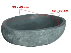 Vente-unique Vasque de salle de bain en pierre de rivière WATU - Couleur grise