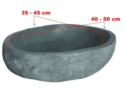 Vente-unique Vasque de salle de bain en pierre de rivière WATU - Couleur grise