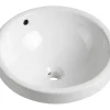 Vasque À Encastrer|Vente-unique Vasque de salle de bain semi-encastrée ronde en céramique - 46 cm - Blanc - CATONAC II