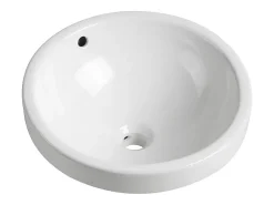 Vasque À Encastrer|Vente-unique Vasque de salle de bain semi-encastrée ronde en céramique - 46 cm - Blanc - CATONAC II