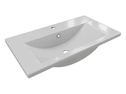 Vasque À Encastrer|Vente-unique Vasque de salle de bain semi-encastrée rectangle en céramique - 71,5 cm - Blanc - YASMAC II