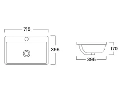 Vasque À Encastrer|Vente-unique Vasque de salle de bain semi-encastrée rectangle en céramique - 71,5 cm - Blanc - YASMAC II