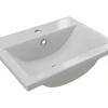 Vasque À Encastrer|Vente-unique Vasque de salle de bain semi-encastrée rectangle en céramique - L51,5 cm - Blanc - YASMAC II