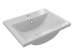 Vasque À Encastrer|Vente-unique Vasque de salle de bain semi-encastrée rectangle en céramique - L51,5 cm - Blanc - YASMAC II