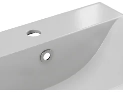 Vasque À Encastrer|Vente-unique Vasque de salle de bain semi-encastrée rectangle en céramique - L51,5 cm - Blanc - YASMAC II