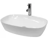 ECD Germany Vasque en céramique blanc avec bonde de vidage pour salle de bain 605x380x140 mm