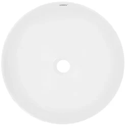 Lavabo|ECD Germany Vasque en céramique blanc ronde avec bonde de vidage salle de bain 400x147mm