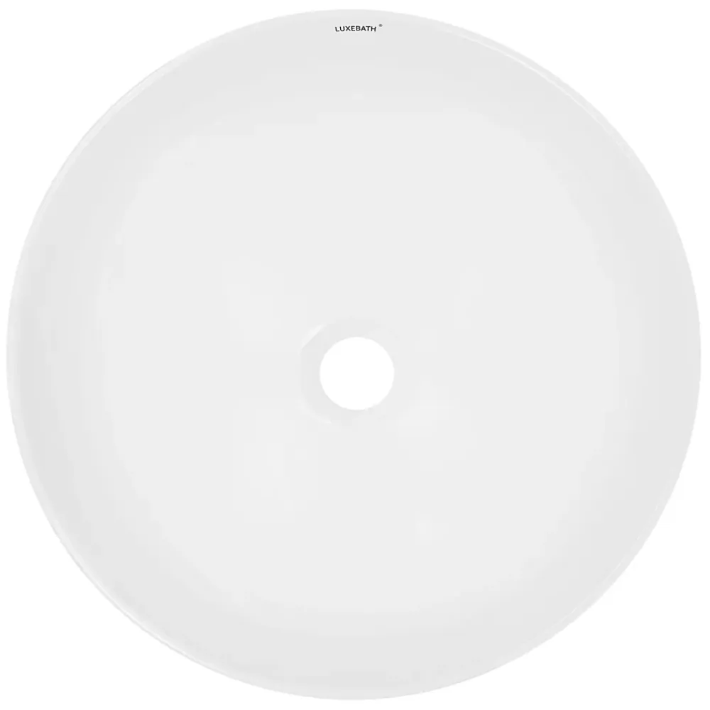 Lavabo|ECD Germany Vasque en céramique blanc ronde avec bonde de vidage salle de bain 400x147mm