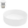 ECD Germany Vasque en céramique blanc ronde avec bond de vidage salle de bain 355x120 mm