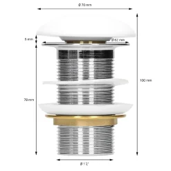 ECD Germany Vasque en céramique blanc ronde avec bond de vidage salle de bain 355x120 mm