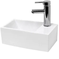 ECD Germany Vasque en céramique blanc avec bonde de vidage pour salle de bain 350x205x125 mm