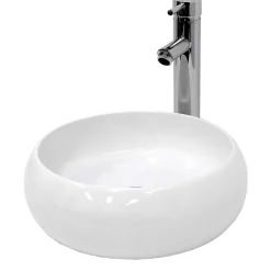 ECD Germany Vasque en céramique blanc avec bonde de vidage pour salle de bain 350x120 mm