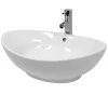 ECD Germany Vasque en céramique blanc avec bonde de vidage pour salle de bain 590x390x200 mm