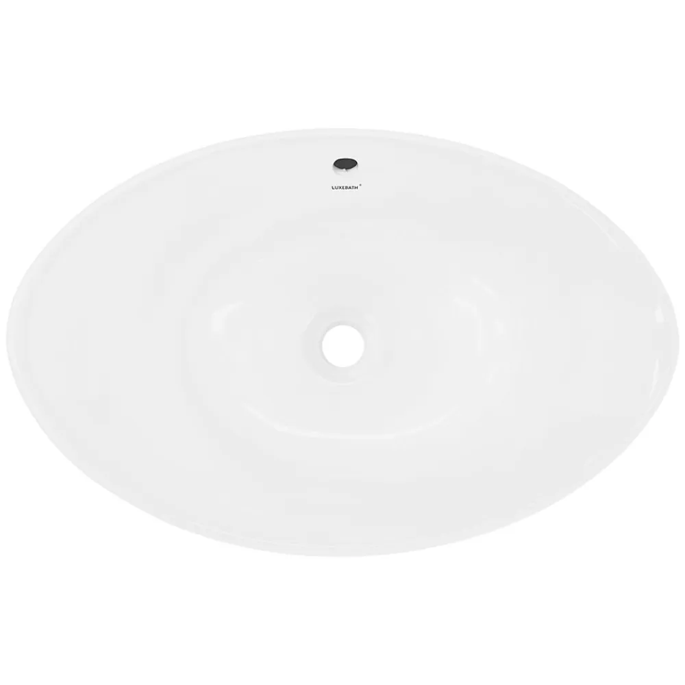 ECD Germany Vasque en céramique blanc avec bonde de vidage pour salle de bain 590x390x200 mm