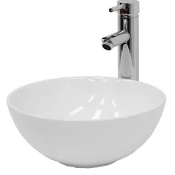 Vasque À Poser|ECD Germany Vasque en céramique blanc avec bonde de vidage pour salle de bain