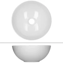 Vasque À Poser|ECD Germany Vasque en céramique blanc avec bonde de vidage pour salle de bain
