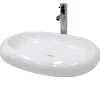 Lavabo|ECD Germany Vasque en céramique blanc avec bonde de vidage pour salle de bain 630x420x120 mm