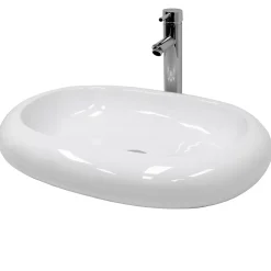 Lavabo|ECD Germany Vasque en céramique blanc avec bonde de vidage pour salle de bain 630x420x120 mm