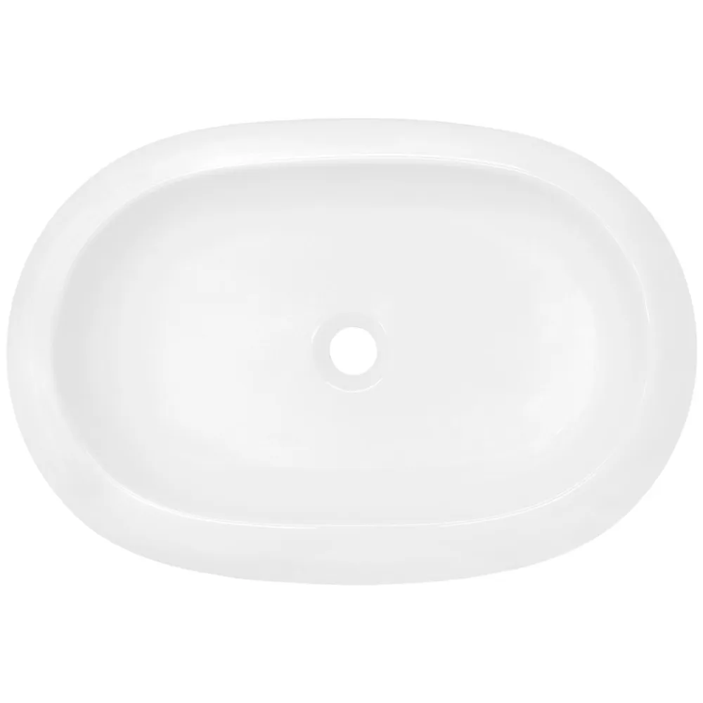 Lavabo|ECD Germany Vasque en céramique blanc avec bonde de vidage pour salle de bain 630x420x120 mm