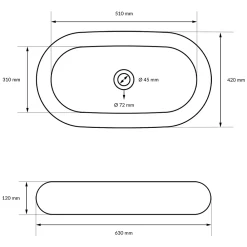 Lavabo|ECD Germany Vasque en céramique blanc avec bonde de vidage pour salle de bain 630x420x120 mm