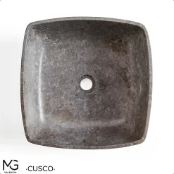 Vasque À Poser|MG Valencia Vasque en marbre naturel CUSCO GREY 40x40x15 cm