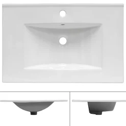 ECD Germany Vasque encastré lavabo Evier salle de bain en ceramique blanc 710 x 465 x 175 mm