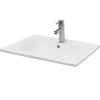 ECD Germany Vasque encastré lavabo Evier salle de bain en ceramique blanc 610 x 465 x 175 mm
