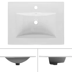 ECD Germany Vasque encastré lavabo Evier salle de bain en ceramique blanc 610 x 465 x 175 mm