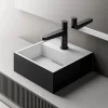Bernstein Vasque Lavabo à poser design 30x30x10cm Lave main fonte minérale Salle de bain & toilettes - BA2027 - Noir/Blanc