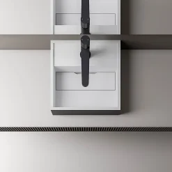 Bernstein Vasque Lavabo à poser design 30x30x10cm Lave main fonte minérale Salle de bain & toilettes - BA2027 - Noir/Blanc