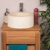 Vasque À Poser|Wanda Collection Vasque lave main à poser de salle de bain en marbre Elbe crème 35 cm