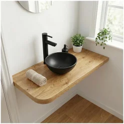 Mob-In Vasque lave-mains à poser ronde en céramique noir 26cm