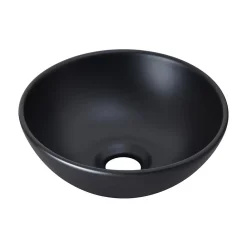 Mob-In Vasque lave-mains à poser ronde en céramique noir 26cm