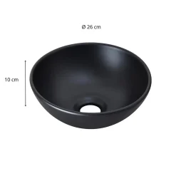 Mob-In Vasque lave-mains à poser ronde en céramique noir 26cm
