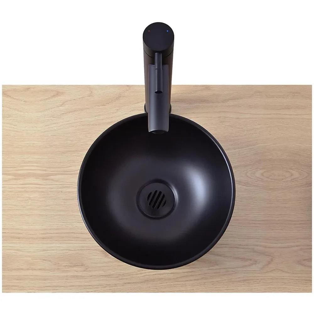 Mob-In Vasque lave-mains à poser ronde en céramique noir 26cm