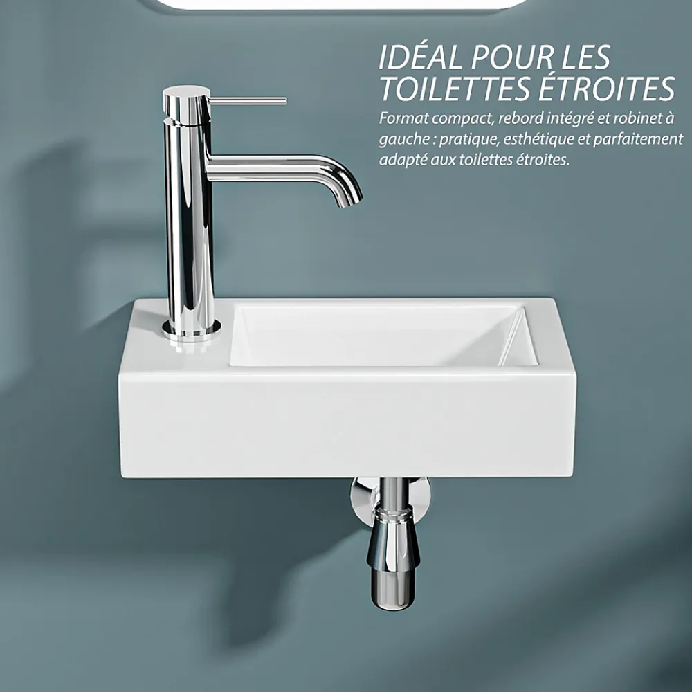 Lavabo|Dileci Vasque lave-mains sortie gauche (36,5x18x9cm) -