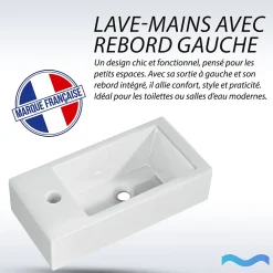 Lavabo|Dileci Vasque lave-mains sortie gauche (36,5x18x9cm) -